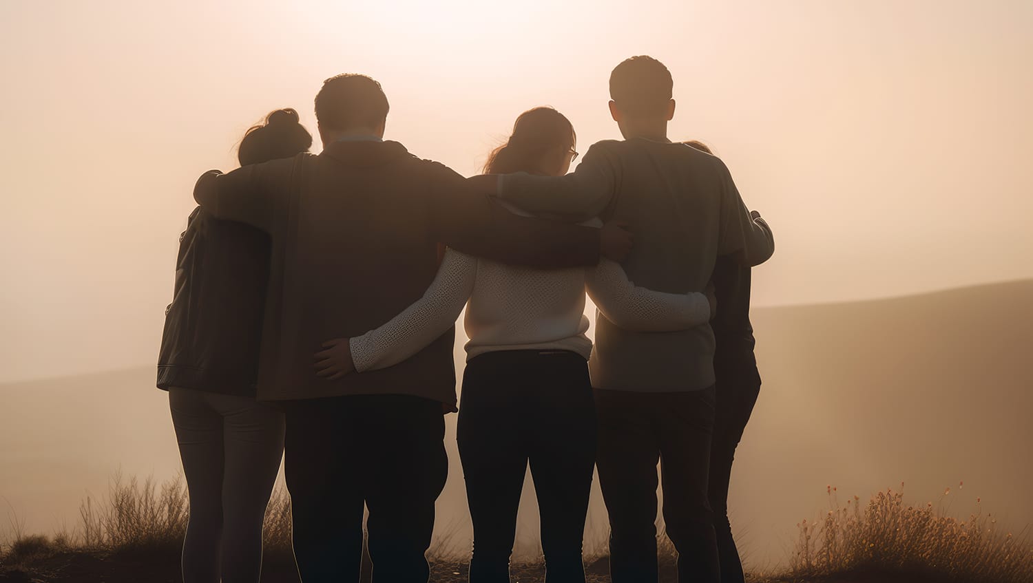 A group of friends watching a sunrise